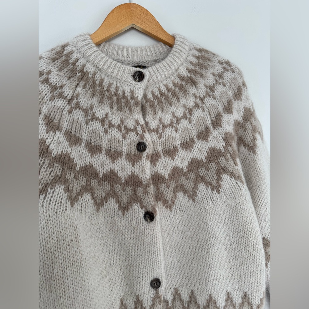 NWT Batoner Mohair Nordic Fair Isle Cardigan Sweater Button Front Size S/M - Picture 4 of 9